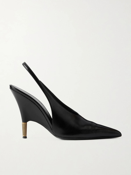  Khaite   Bella Leather Slingback Pumps   Black 