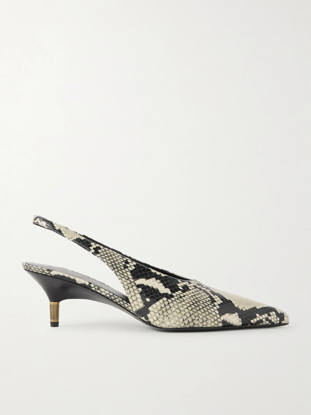  Khaite   Bella Snake Effect Leather Slingback Pumps   Snake Print 
