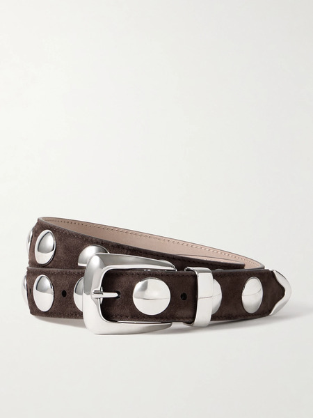  Khaite   Benny Studded Suede Belt   Brown 