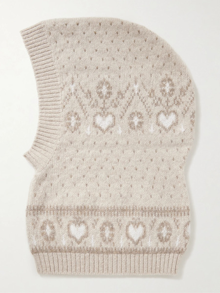  Khaite   Caspian Fair Isle Cashmere Balaclava   Beige 
