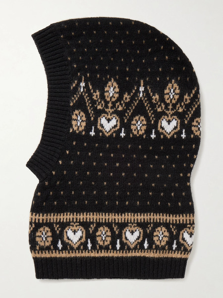  Khaite   Caspian Fair Isle Cashmere Balaclava   Black 