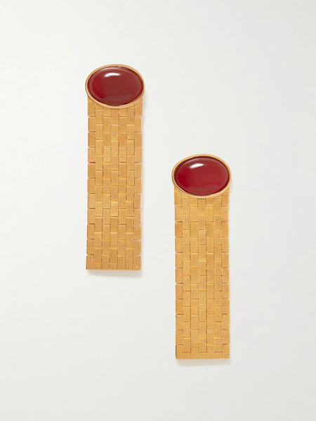  Khaite   Chronos Gold Plated Agate Earrings   One Size 