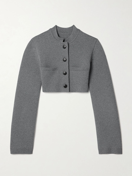  Khaite   Ello Cropped Wool Blend Cardigan   Gray 