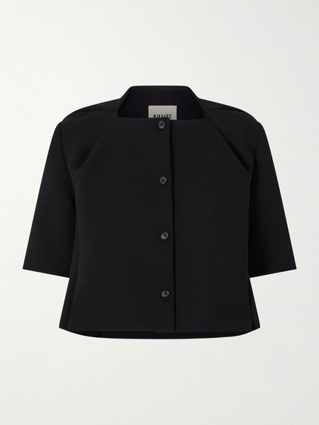  Khaite   Franc Cropped Crepe Jacket   Black 