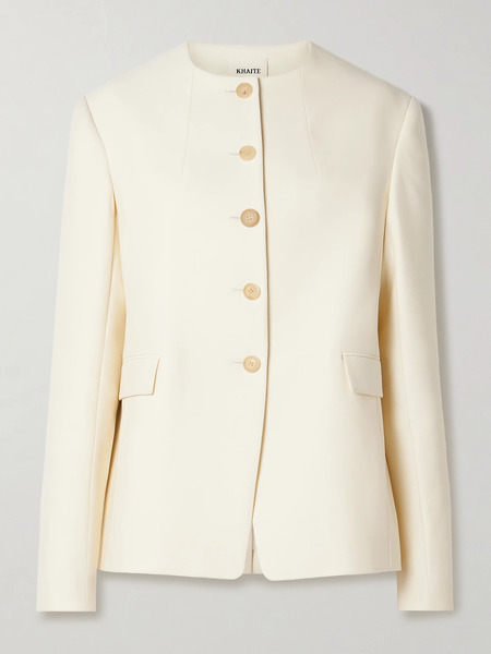  Khaite   Jameson Wool And Silk Blend Jacket   Cream 