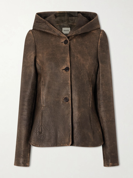  Khaite   June Hooded Leather Jacket   Dark Brown 