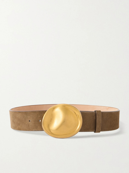  Khaite   Keefe Suede Belt   Light Brown 