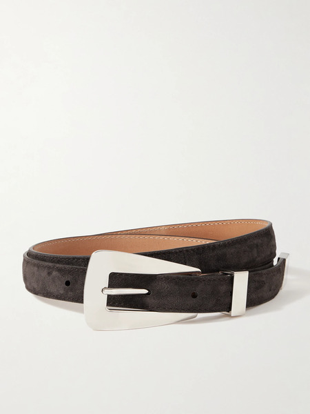  Khaite   Lucca Suede Belt   Chocolate 