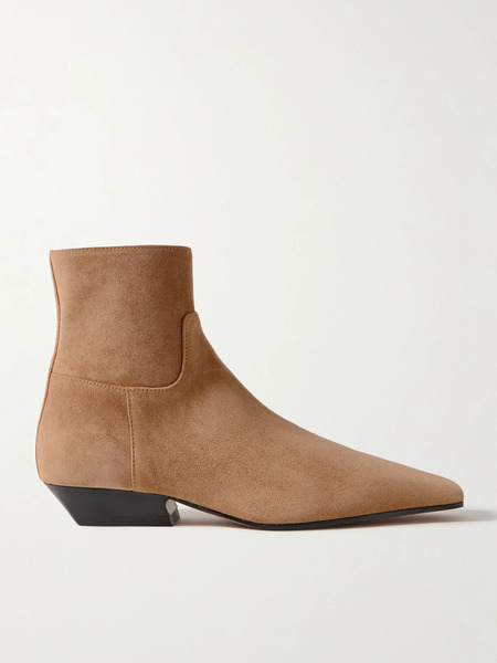  Khaite   Marfa Suede Ankle Boots   Camel 