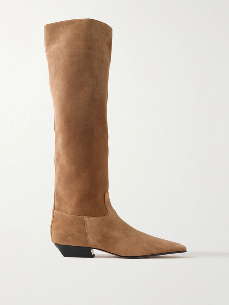  Khaite   Marfa Suede Knee Boots   Camel 