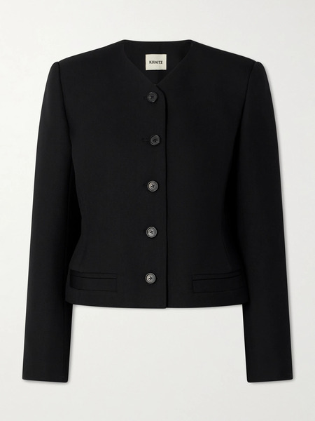  Khaite   Nara Grain De Poudre Wool Jacket   Black 
