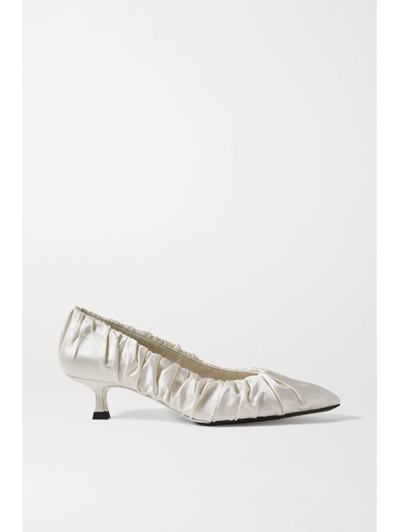  Khaite   Palermo Gathered Satin Pumps   Ivory 