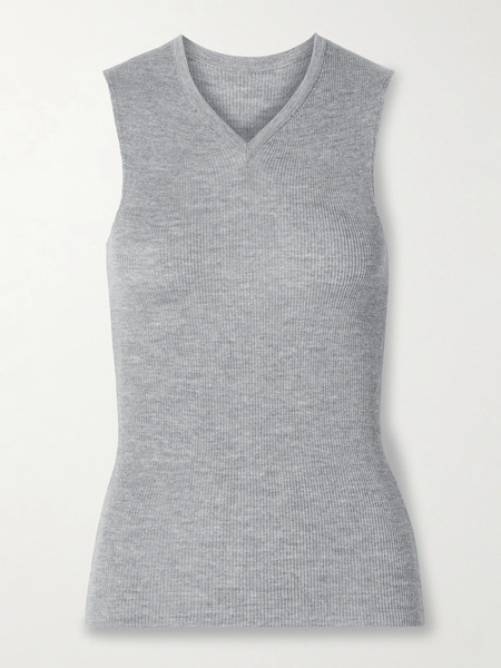  Khaite   Renato Ribbed Wool Blend Jersey Tank   Gray 