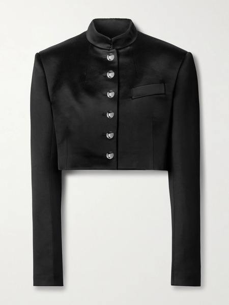  Khaite   Samuelson Cropped Duchesse Satin Jacket   Black 