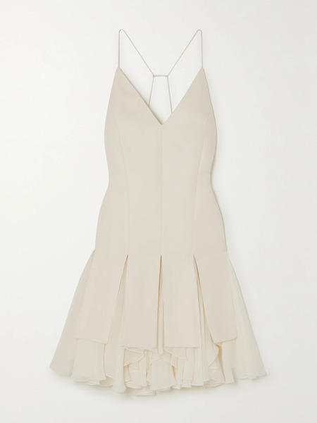  Khaite   Teagan Ruffled Voile And Twill Mini Dress   Off White 