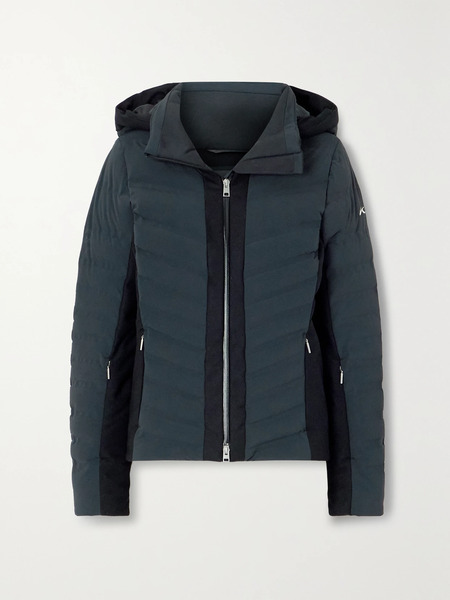  Kjus   Cabox Hooded Two Tone Merino Wool Blend And Quilted Shell Jacket   Blue 