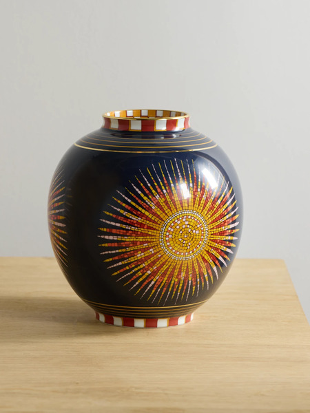  La Doublej   Bubble Gold Plated Porcelain Vase   Navy 