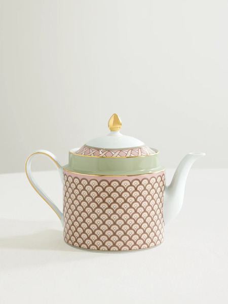  La Doublej   Impero Gold Plated Porcelain Teapot   Pink 