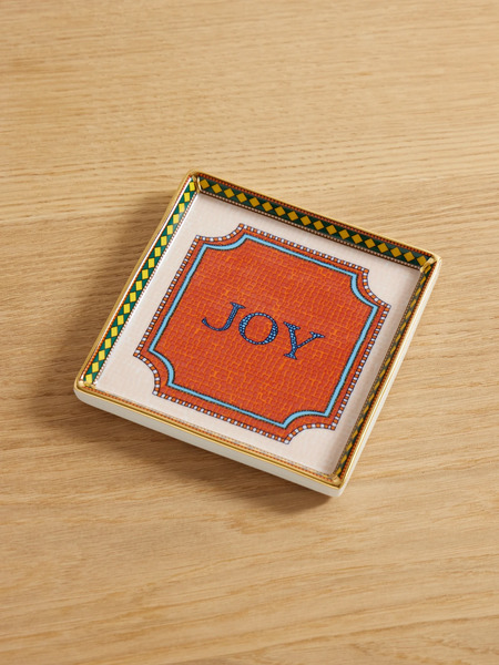  La Doublej   Mini Gold Plated Porcelain Tray   Orange 