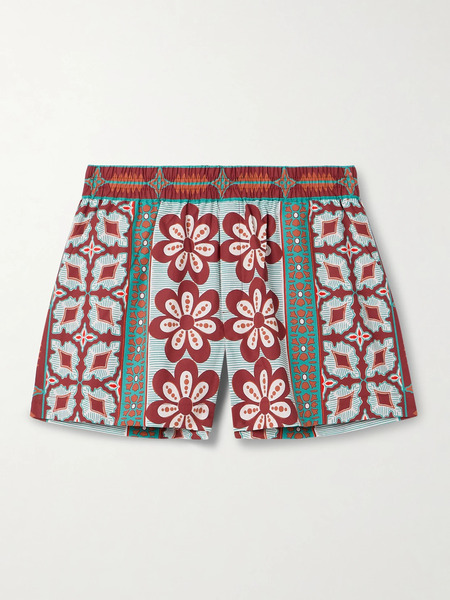  La Doublej   Printed Cotton Shorts   Green 