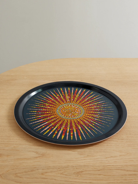  La Doublej   Printed Laminated Birchwood Tray   Blue 