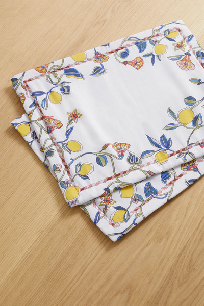  La Doublej   Set Of Two Printed Linen Placemats   White 