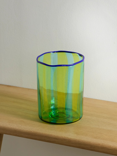  La Doublej   Torretta Striped Murano Glass Vase   Green 