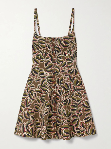  La Ligne   Alba Printed Linen Blend Mini Dress   Green 