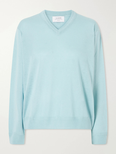  La Ligne   Ben Silk, Wool And Cashmere Blend Knit Sweater   Light Blue 