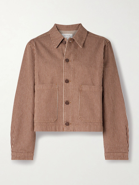  La Ligne   Val Cropped Striped Denim Jacket   Light Brown 