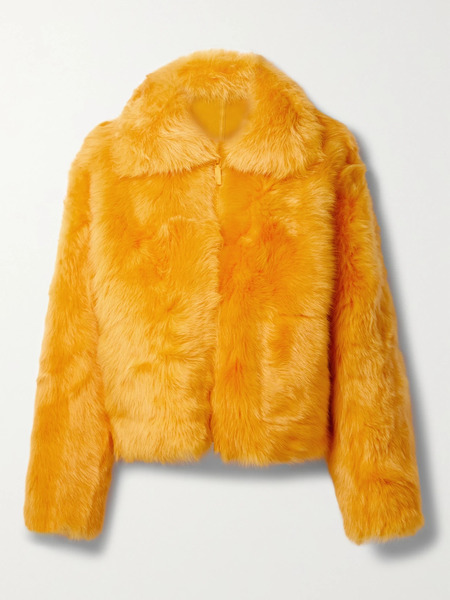  Lafayette 148   Reversible Shearling Jacket   Saffron 