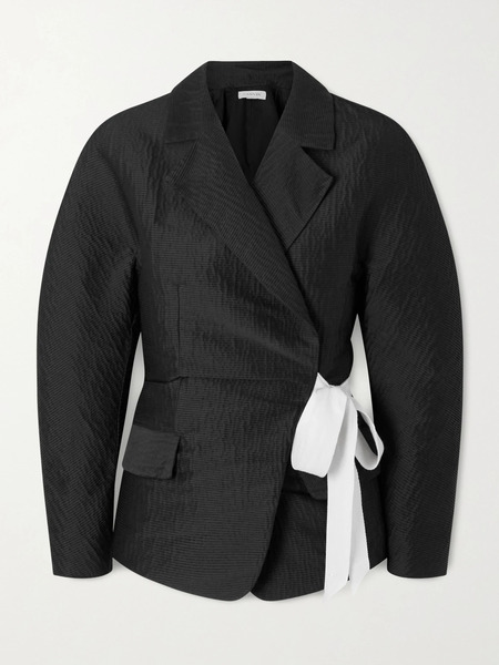  Lanvin   Belted Textured Satin Jacket   Black 