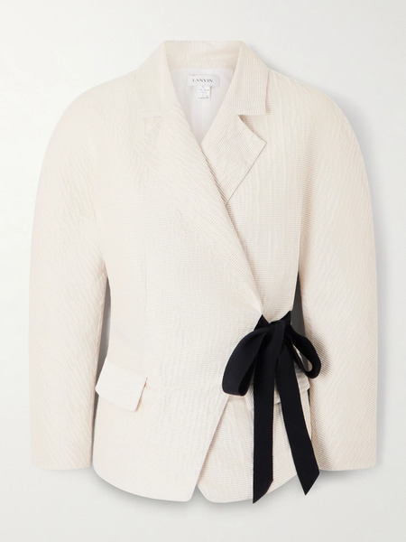  Lanvin   Belted Textured Satin Jacket   Cream 