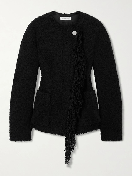  Lanvin   Fringed Wool Blend Bouclé Jacket   Black 