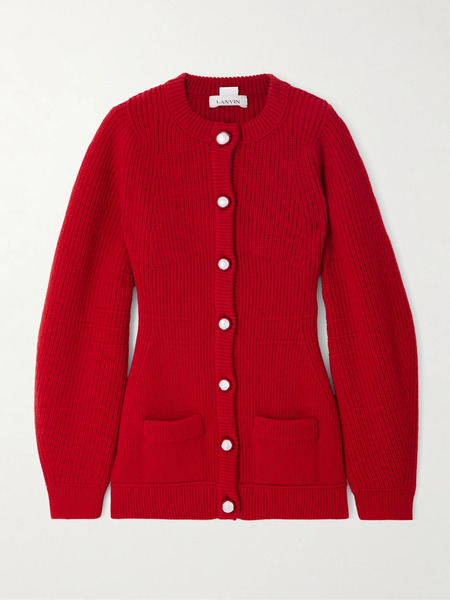  Lanvin   Ribbed Wool Cardigan   Red 