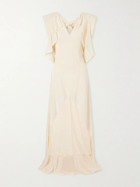  Lanvin   Ruffled Silk Georgette Gown   Cream 