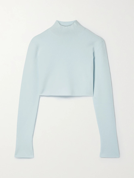  Lapointe   Cropped Stretch Knit Top   Sky Blue 