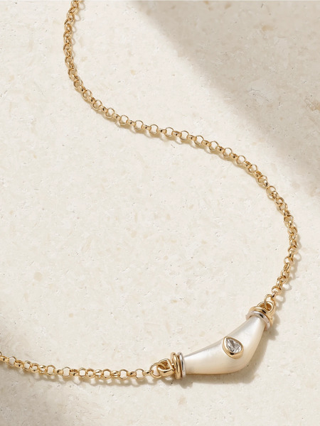  L'atelier Nawbar   Karma 18 Karat Yellow And White Gold, Mother Of Pearl And Diamond Necklace   One Size 