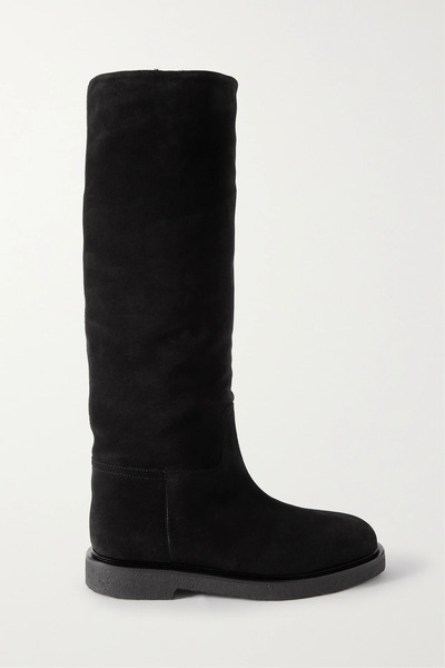  Legres   Shearling Lined Suede Knee Boots   Black 