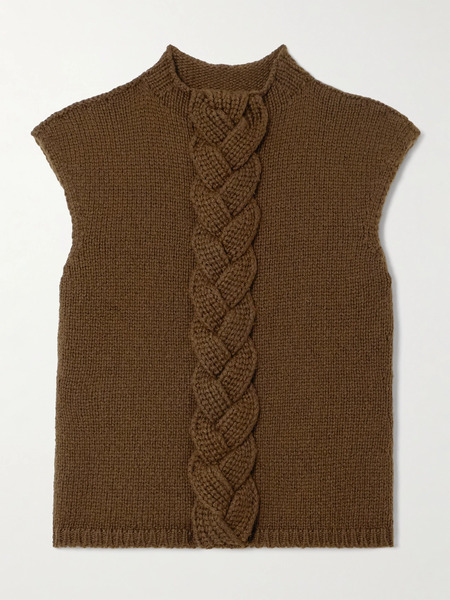  Lemaire   Cable Knit Wool Blend Vest   Brown 