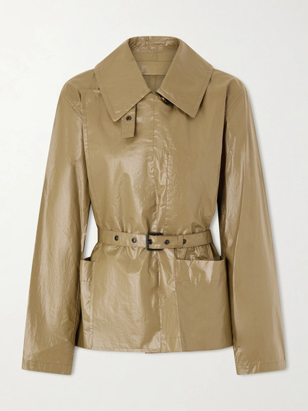  Lemaire   Double Breasted Belted Coated Cotton Canvas Jacket   Tan 