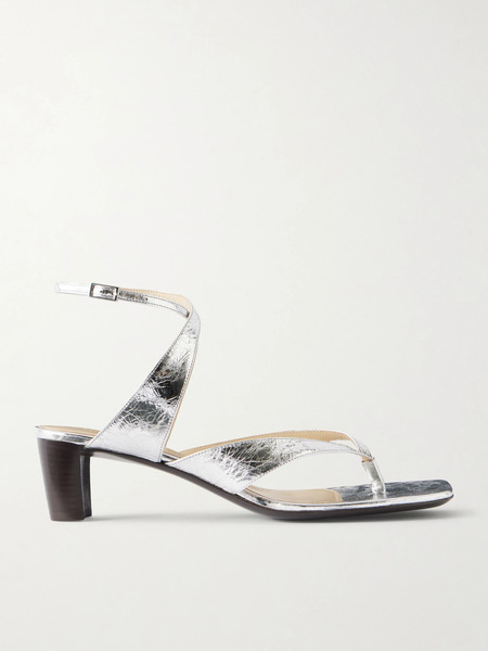  Lemaire   Tong 50 Metallic Leather Sandals   Silver 