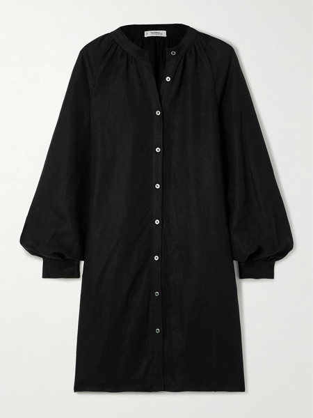  Lemlem   Meaza Belted Linen And Tencel™ Lenzing™ Modal Blend Mini Dress   Black 