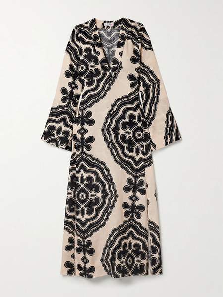  Lemlem   Theodora Printed Linen Midi Dress   Cream 