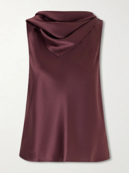  Leset   Barb Draped Satin Blouse   Burgundy 