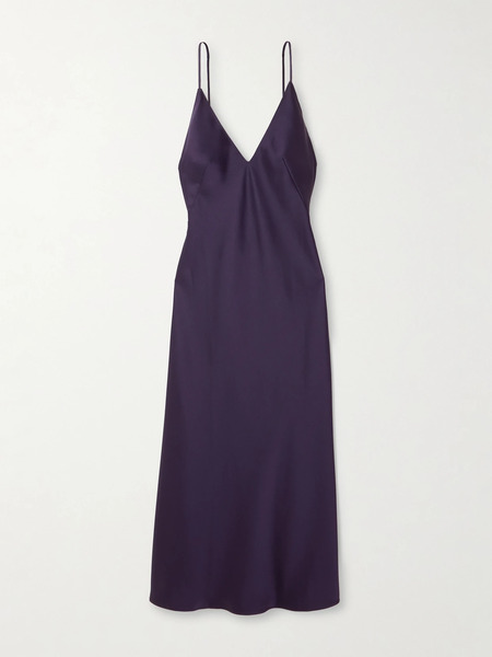  Leset   Barb Open Back Washed Satin Midi Dress   Purple 
