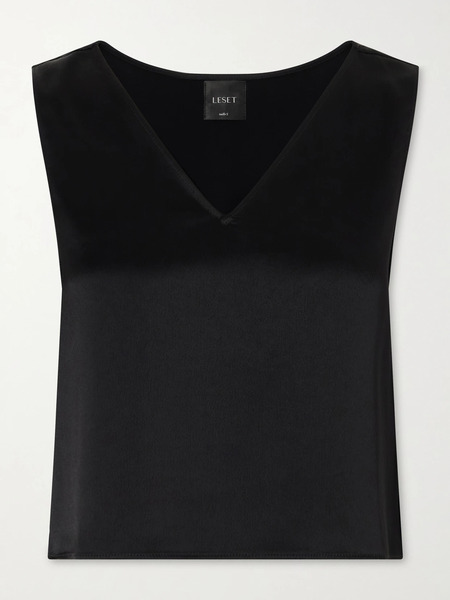  Leset   Barb Satin Tank Top   Black 