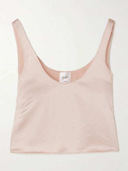  Leset   Barb Scoop Washed Satin Tank   Blush 