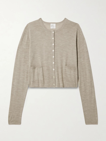  Leset   James Cropped Wool Cardigan   Beige 