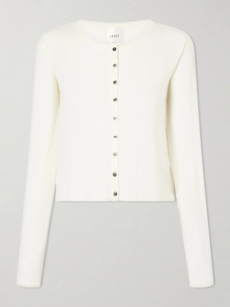  Leset   James Merino Wool Cardigan   White 
